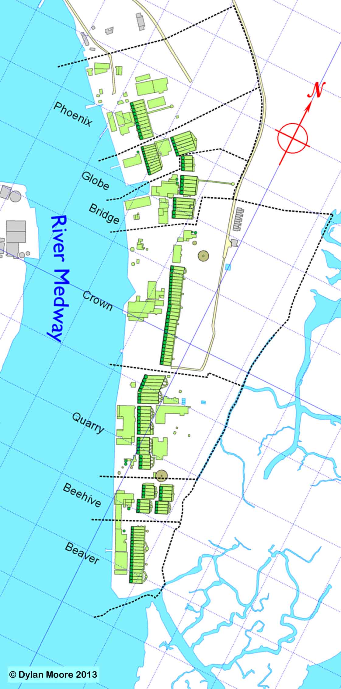 Frindsbury 1907 cement plants layout map