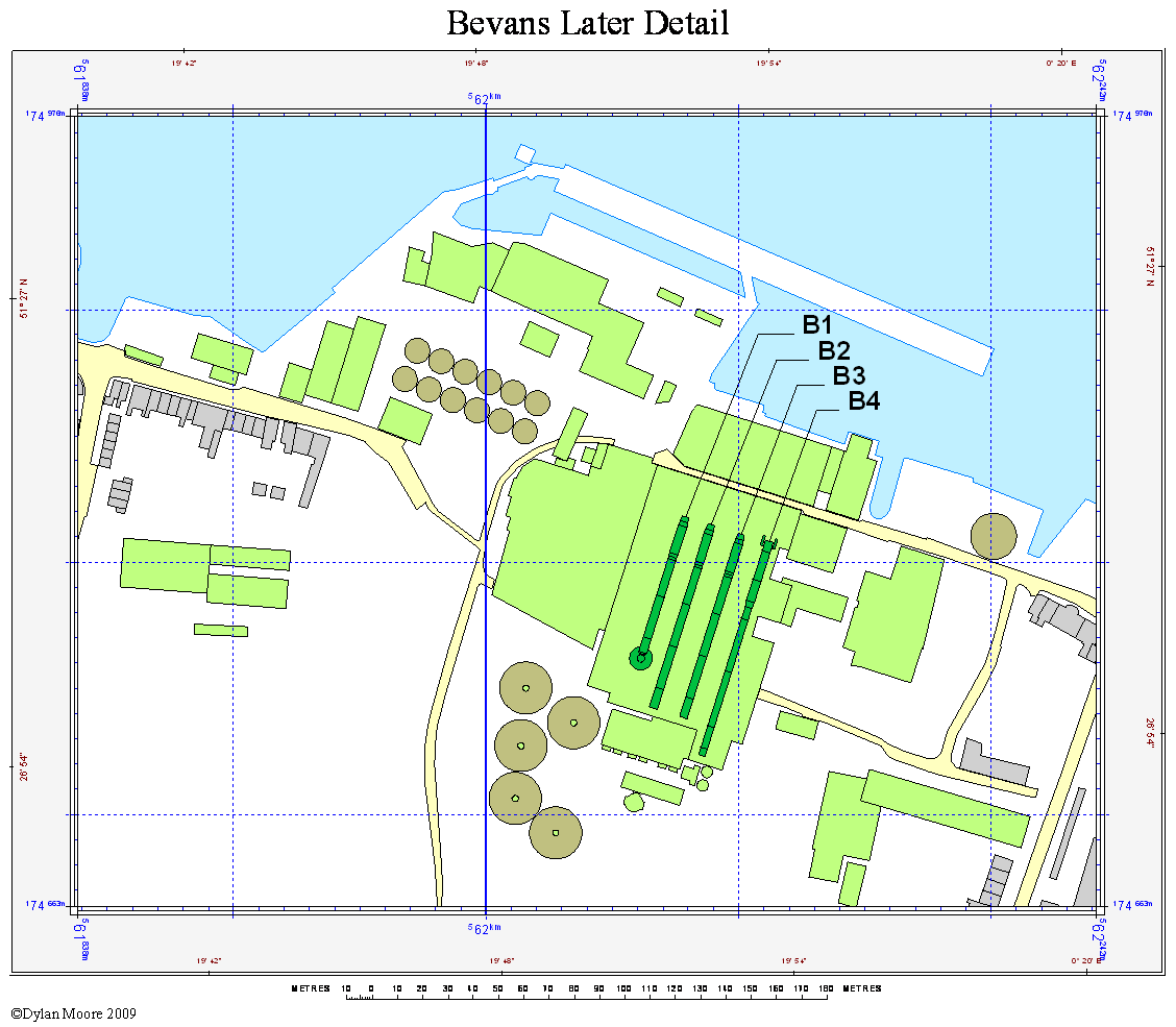 Bevans post-1926 layout map