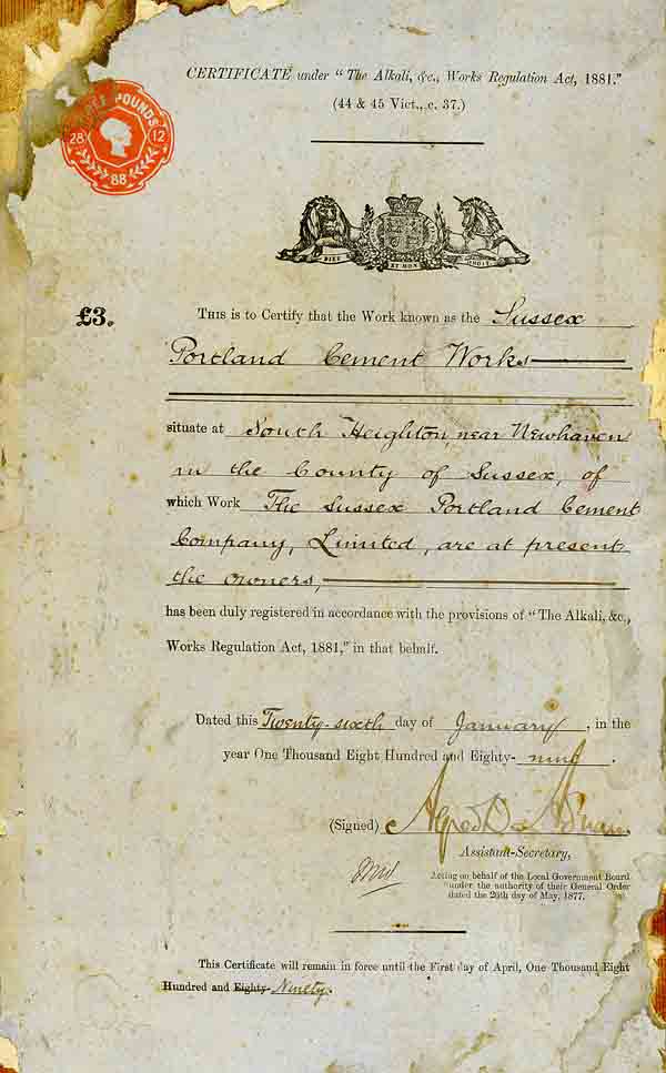 Newhaven alkali certificate