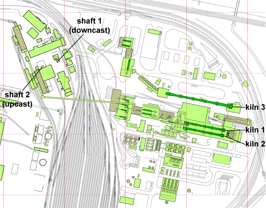 Billingham anhydrite process sulfuric acid/cement plant and mine layout